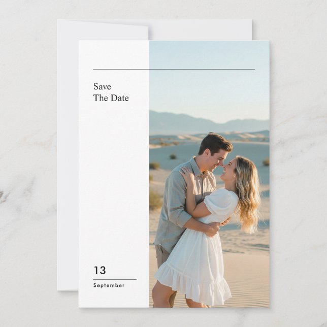 Convite Modern Minimal Photo Wedding Save The Date (Frente)