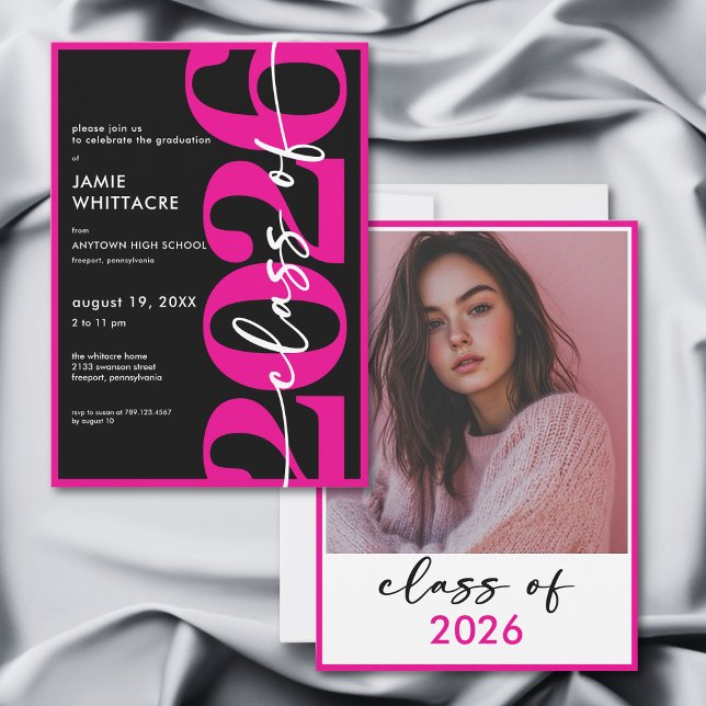 Convite Modern Minimal Pink Typography Graduation Party (Modern Minimal Pink Typography Graduation Party Invitation)