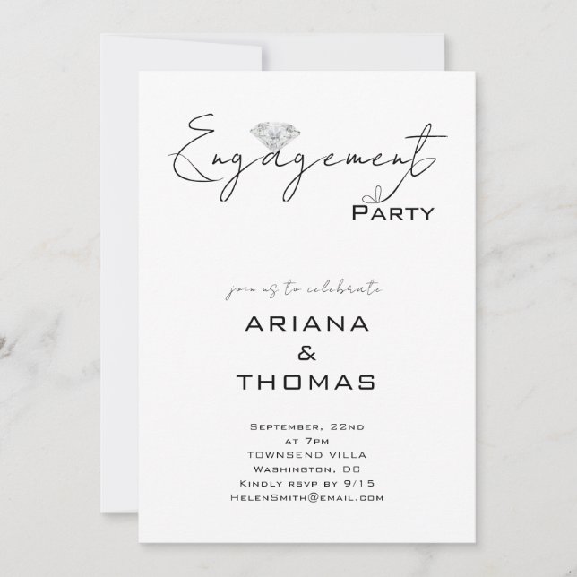 Convite Modern Minimal Script Engagement Party Invitation (Frente)