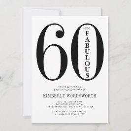 Convite Modern Minimal Sixty and Fabulous 60th Birthday 