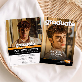 Convite Modern Minimal Two Photo Graduation Party