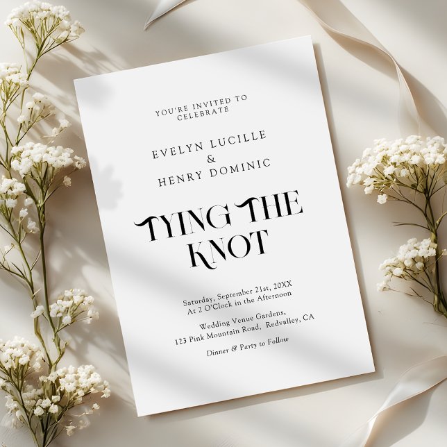 Convite Modern Minimal tying the knot Wedding (Criador carregado)