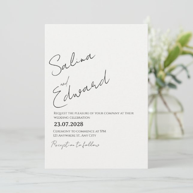 Convite Modern Minimal Wedding Invitation (Em pé/Frente)