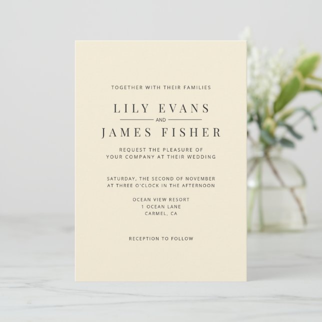 Convite Modern Minimal Wedding Invitation (Em pé/Frente)