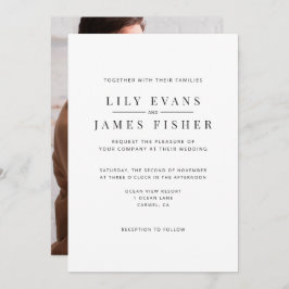 Convite Modern Minimal Wedding Invitation Photo on Back