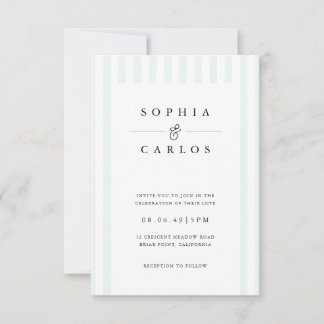 Convite Modern Minimal Wedding Invitation with  Stripe