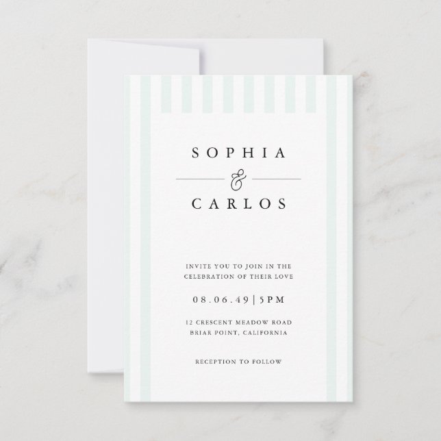 Convite Modern Minimal Wedding Invitation with  Stripe (Frente)