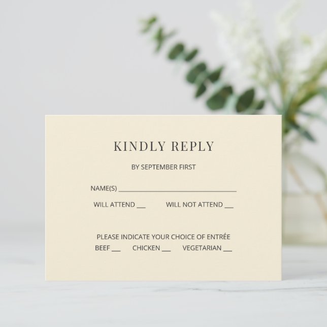 Convite Modern Minimal Wedding RSVP Card (Em pé/Frente)