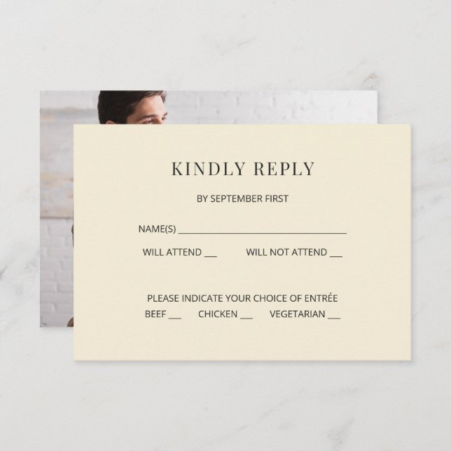 Convite Modern Minimal Wedding RSVP Card Photo on Back (Frente/Verso)
