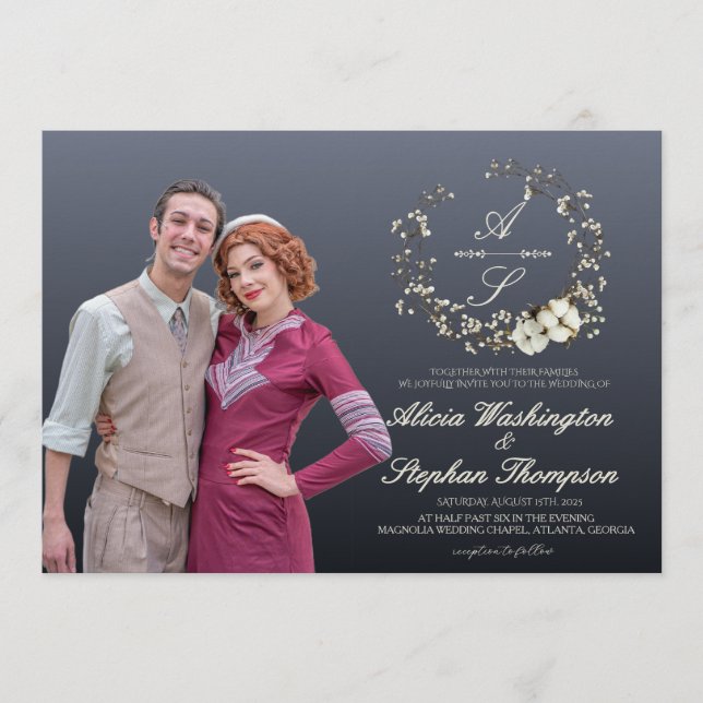 Convite Modern Minimal Winter Floral Wedding (Frente)