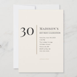 Convite Modern Minimalist 30th Adult Birthday Celebration