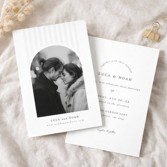 Convite Modern Minimalist Arch Photo Wedding Invitation (Criador carregado)