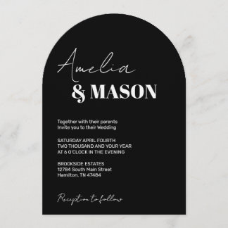 Convite Modern Minimalist Black and White Arch Wedding