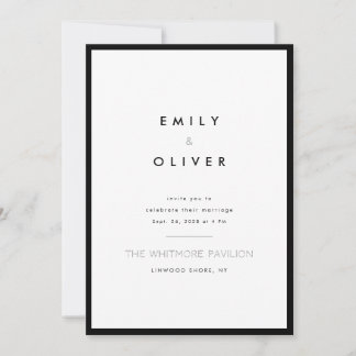 Convite Modern Minimalist Black and White Wedding