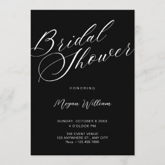 Convite Modern minimalist Black bridal shower