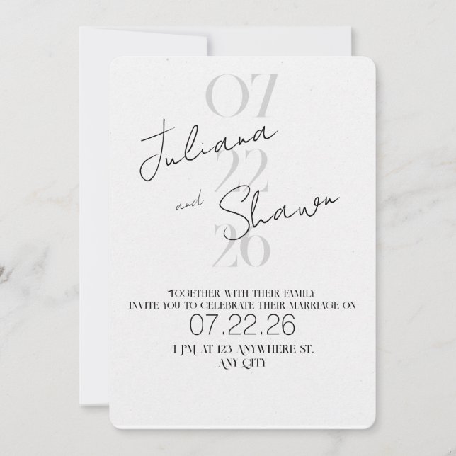 Convite Modern Minimalist Bold Typography Wedding  (Frente)