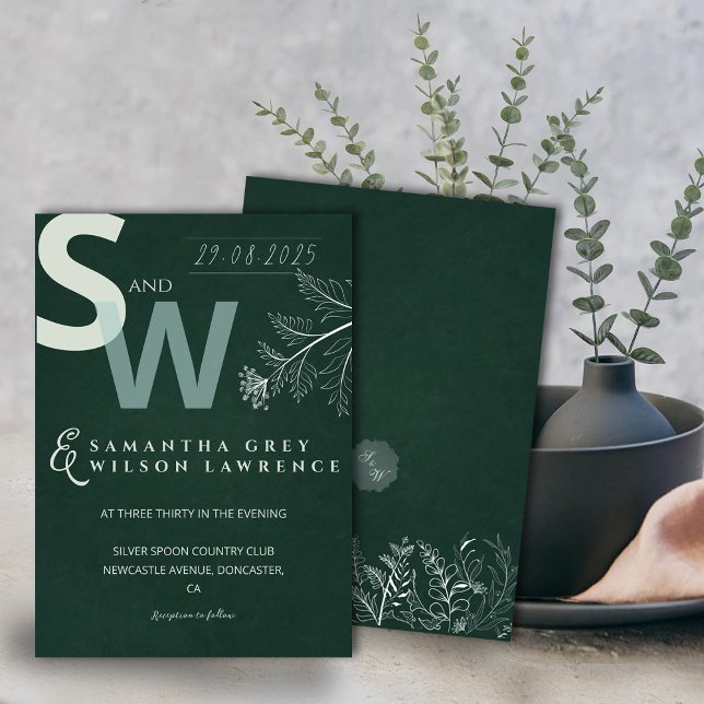 Convite Modern Minimalist Botanical Wedding Invitation (Criador carregado)