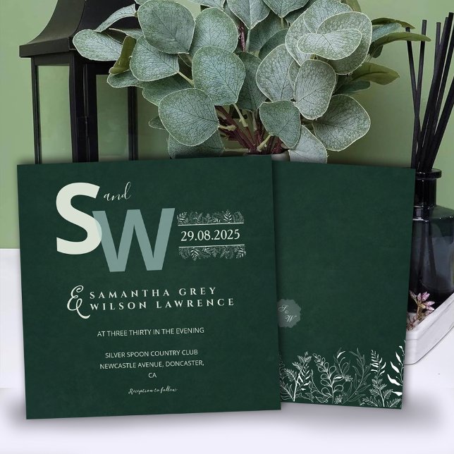 Convite Modern Minimalist Botanical Wedding Invitation (Criador carregado)