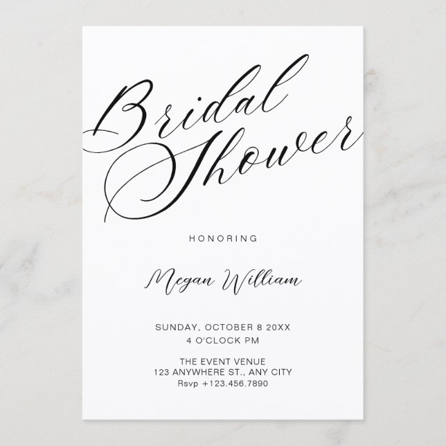 Convite Modern minimalist bridal shower (Frente)