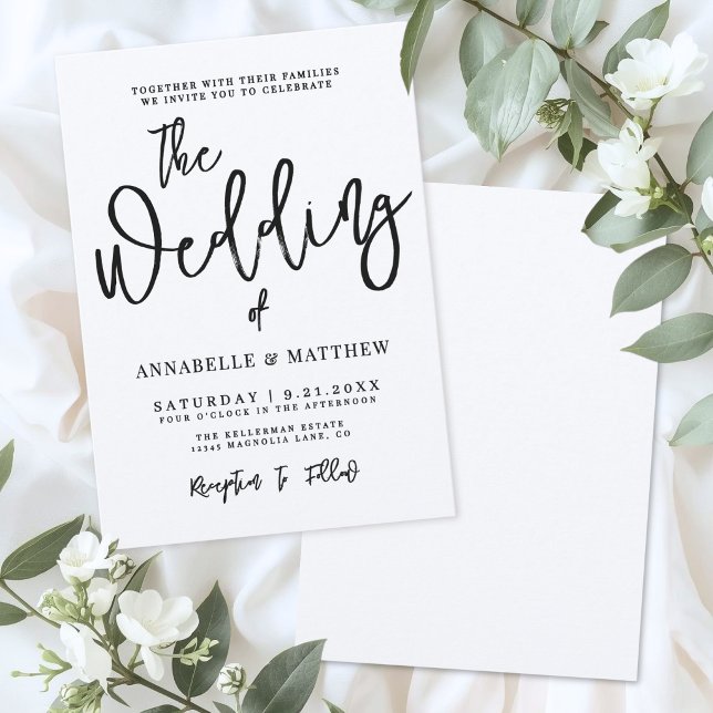 Convite Modern Minimalist Calligraphy Casual Wedding (Modern Minimalist Calligraphy Casual Wedding Invitation)