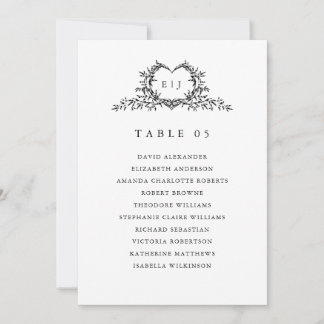 Convite Modern Minimalist Calligraphy Crest Seating Chart 
