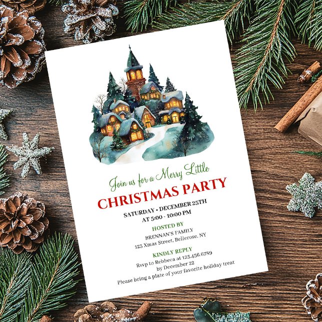 Convite Modern minimalist Christmas scene holiday invites (Modern minimalist Christmas scene holiday invitation)