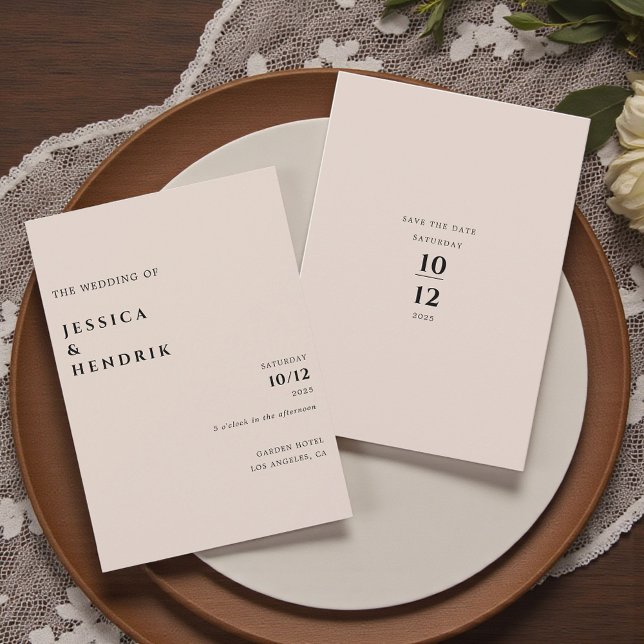 Convite Modern Minimalist Elegant Champagne Wedding (Criador carregado)