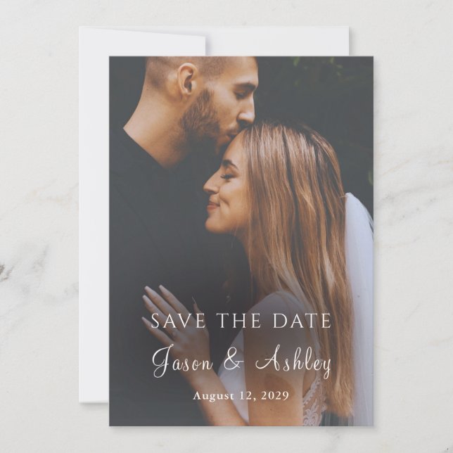Convite Modern Minimalist Elegant Photo Save The Date Card (Frente)