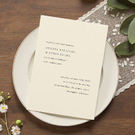 Convite Modern Minimalist Elegant Simple Cream Wedding