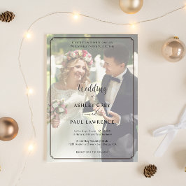 Convite Modern Minimalist Full Photo Overlay Wedding 