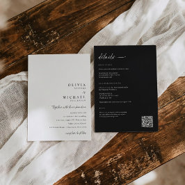Convite Modern Minimalist Handwriting All in One Wedding