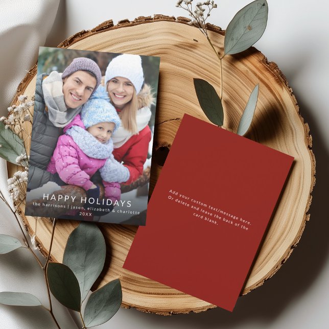 Convite Modern Minimalist Happy Holidays Family Photo Card (Criador carregado)