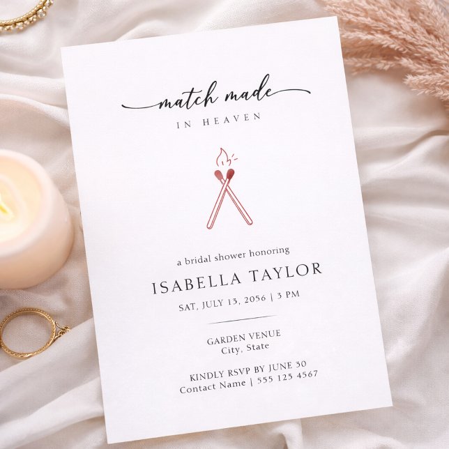 Convite Modern Minimalist Match Bridal Shower Invitation (Criador carregado)