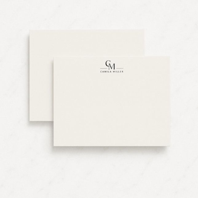Convite Modern Minimalist Monogram Stationery Note Card (Criador carregado)