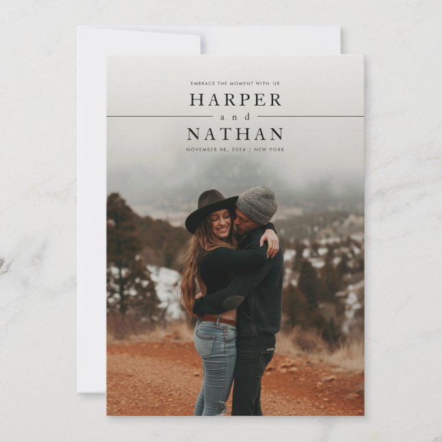 Convite Modern Minimalist Photo QR Code Wedding (Frente)