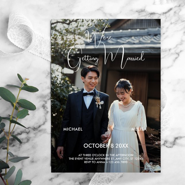 Convite Modern minimalist photo wedding  (Criador carregado)