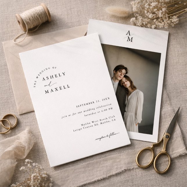 Convite Modern Minimalist Photo Wedding Invitation (Criador carregado)