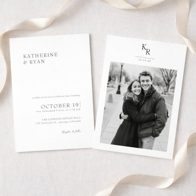Convite Modern Minimalist Photo Wedding Invitation (Criador carregado)