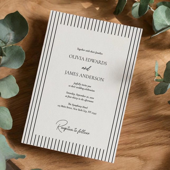Convite Modern Minimalist Pinstripe Wedding (Criador carregado)