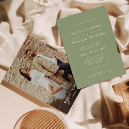 Convite Modern Minimalist Real Sage Green Photo Wedding
