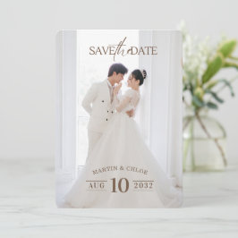 Convite Modern Minimalist Romantic Script Photo Wedding 