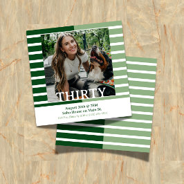 Convite Modern Minimalist Striped 30th Birthday Square