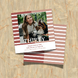 Convite Modern Minimalist Striped 30th Birthday Square