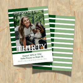 Convite Modern Minimalist Striped Thirtieth Birthday Photo