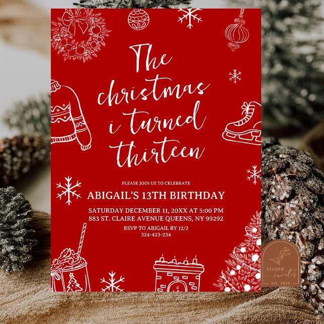 Convite Modern Minimalist The Christmas I turn birthday (Criador carregado)