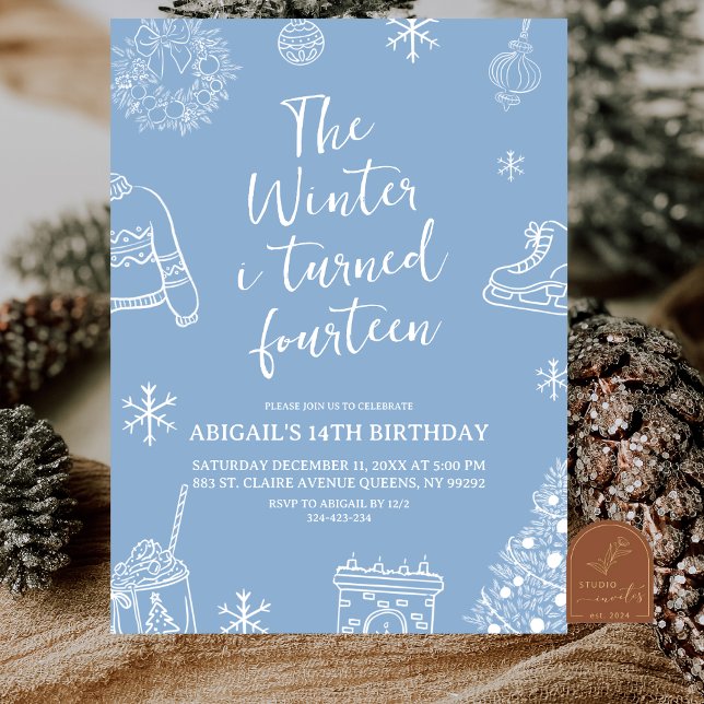 Convite Modern Minimalist The Winter I Turn Birthday Party (Criador carregado)
