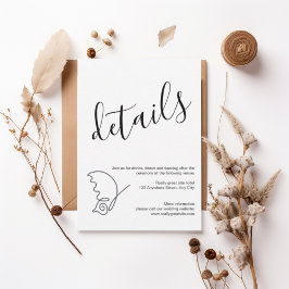Convite Modern Minimalist Wedding Details Card