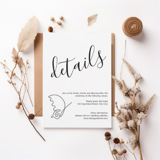 Convite Modern Minimalist Wedding Details Card