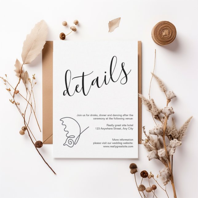 Convite Modern Minimalist Wedding Details Card (Criador carregado)