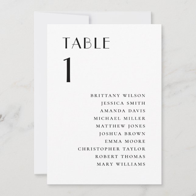 Convite Modern Minimalist Wedding | Elegant Seating Chart (Frente)